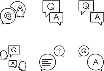 Q&A Vector Icon Set, Pixel Perfect. For Mobile and Web. Contains such icons like q and a, advice, discussion, problems, solution etc