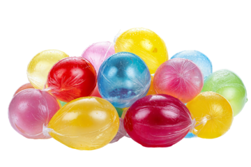 Colorful water balloons cluster perfect for summer outdoor activities and festive celebrations on transparent background