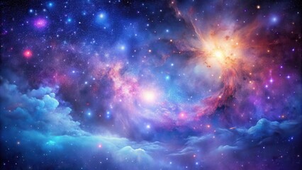 Obraz premium Vibrant nebulae illuminate a vast expanse of starry sky in shades of sapphire and amethyst