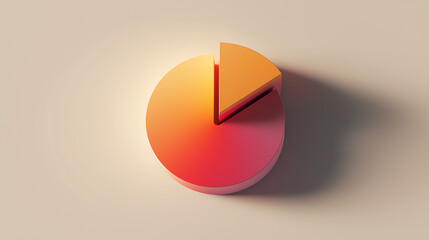 A minimalist circular red and yellow  pie chart illustration on a beige background, showcasing data visualization with clean, modern design and subtle elegance.