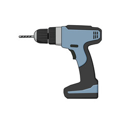 Portable electric drill. Vector illustration