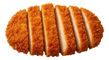 Katsu pork cutlet sliced into strips, the crispy outer layer contrasting the juicy interior.