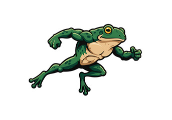 Obraz premium Anthropomorphic Frog in Motion Powerful Amphibian Running on transparent background