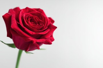 Stunning close-up of a red rose emerging from a minimalistic backdrop showcasing delicate petals and vibrant hues inviting admiration and evoking romance and beauty in floral artistry