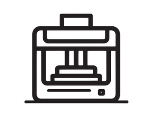 Clean Vector Line Art of Stylish 3D Printer FDM Icon