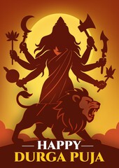 Happy durga pooja indian festival Post Design