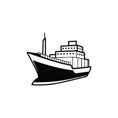 Obraz premium Cargo ship silhouette vector art design