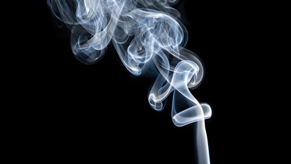 Abstract Blue Smoke Swirls on Black Background: Elegant, Serene, and Evocative Design Element.