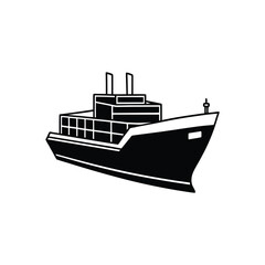 Obraz premium Cargo ship silhouette vector art design