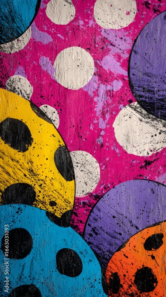 Poster vibrant and playful polka dot pattern creates a cheerful and whimsical atmosphere, adding a touch of