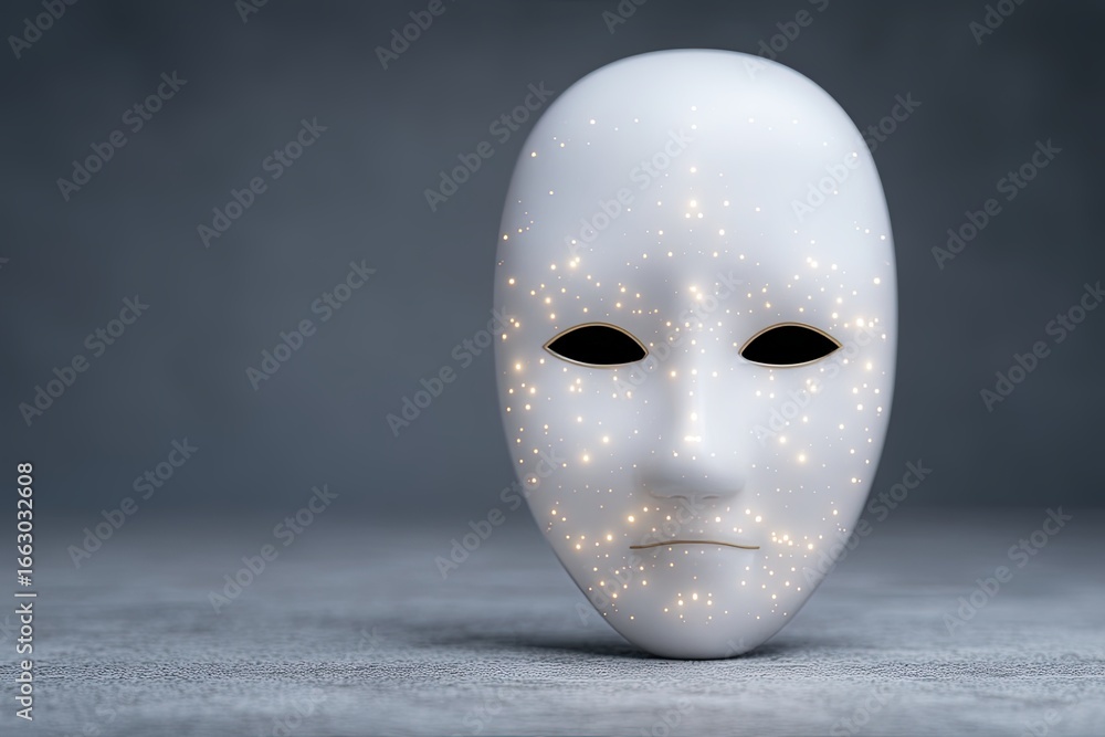 Aufkleber ethereal mask illuminated by shimmering stars radiating mystery and introspection in a striking surr