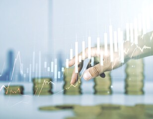 Hand interacting with financial data