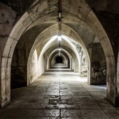 Obraz premium Long, arched tunnel interior