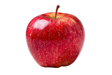 Close-up of a vibrant red apple with subtle texture and shine isolated on transparent background