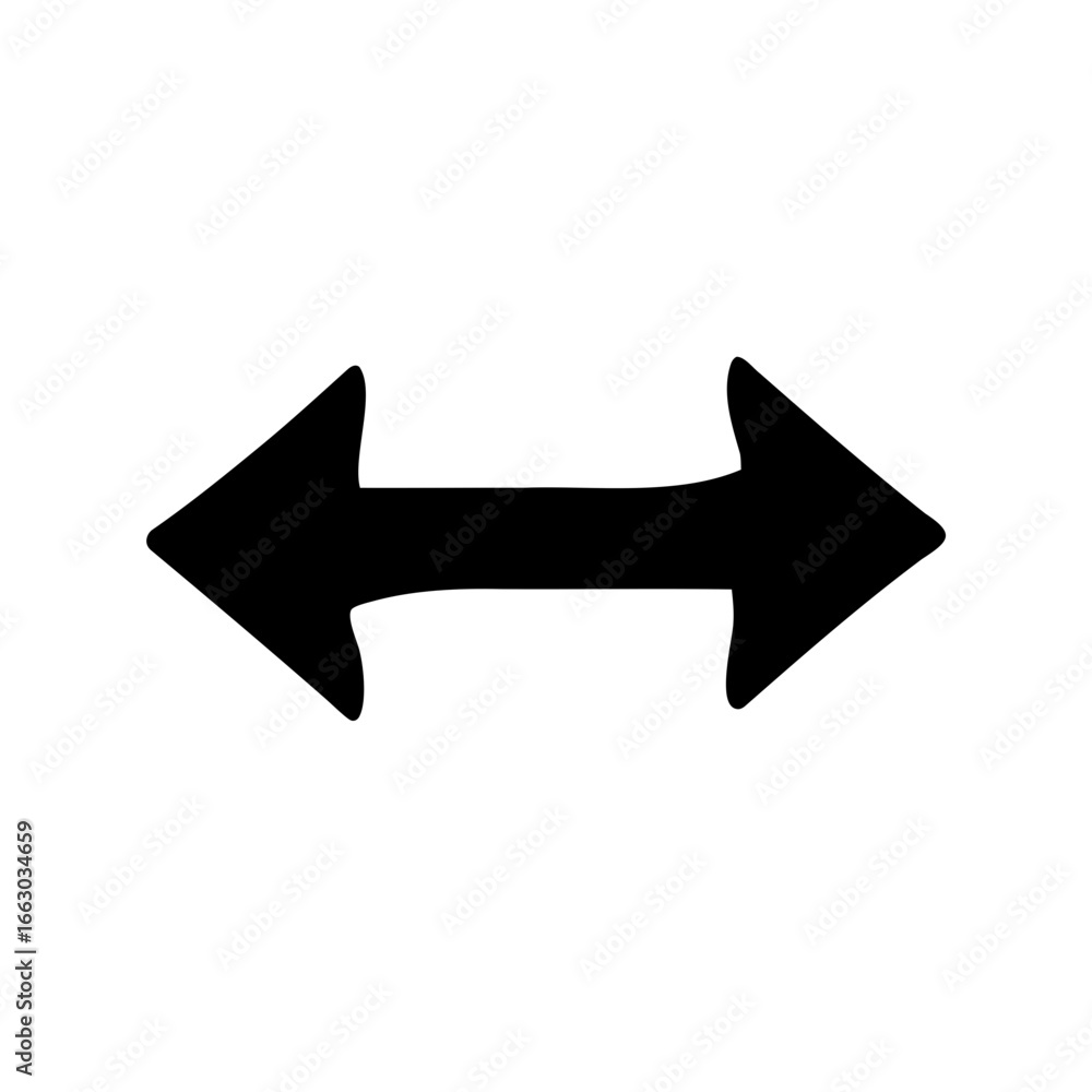 Poster symmetrical double headed arrow pointing both directions on a white background