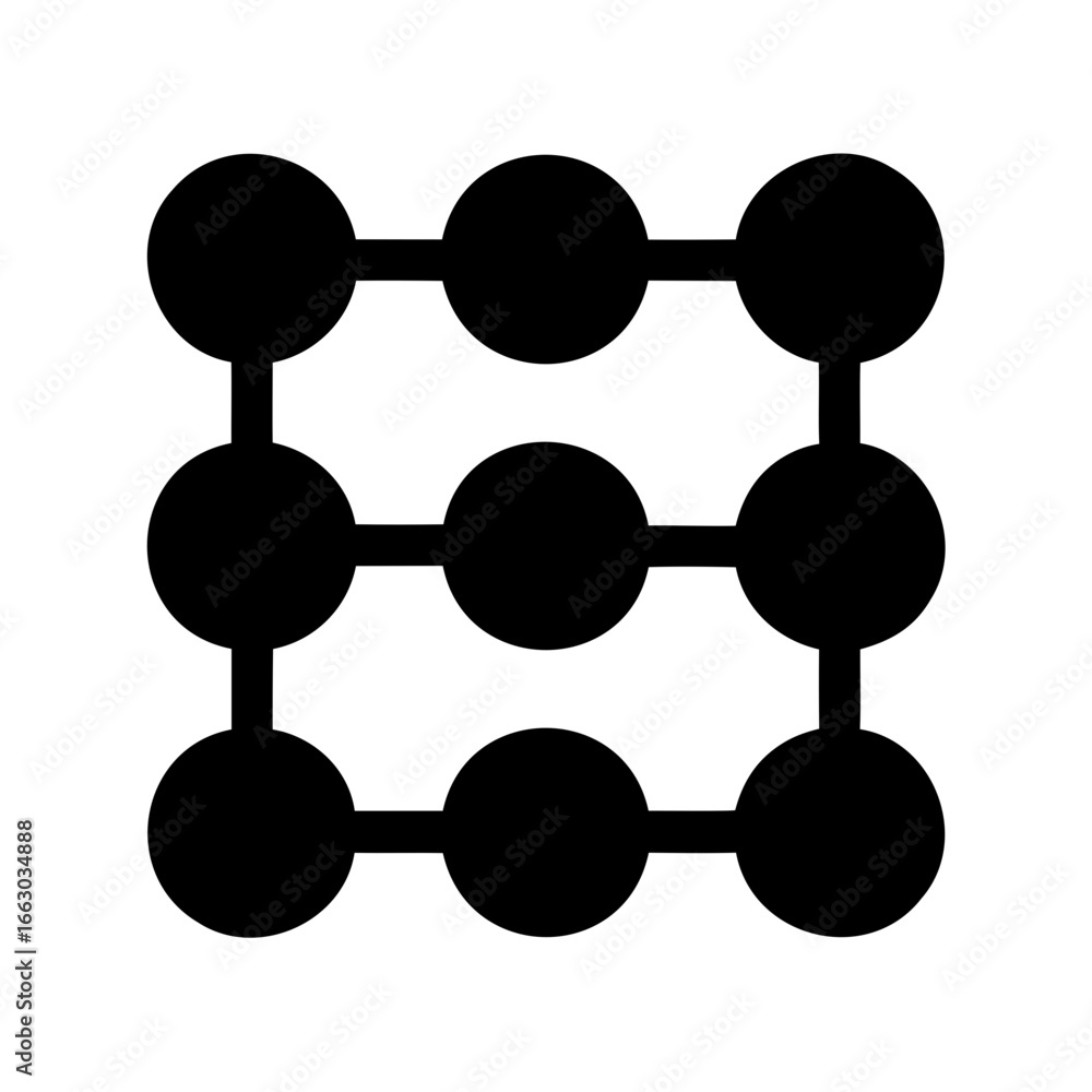 Poster abstract network connection with circular nodes joined by links creating a grid