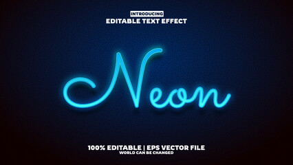 Neon editable text effect in modern trend style