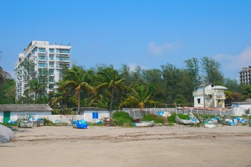 Indian Ocean beach in Bangladesh. The longest beach in the world is the city of Cox's Bazaar