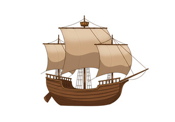 Naklejka premium Vintage Sailing Ship Caravel Illustration Maritime Vessel Graphic Perfect for Nautical Designs Travel Projects and Historical Themes on transparent background
