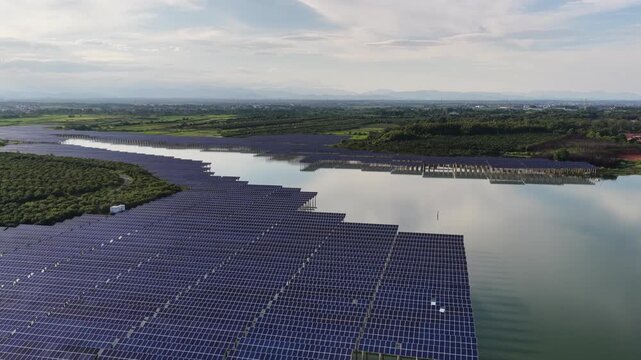 Aerial photography of solar photovoltaic scene on the mountain