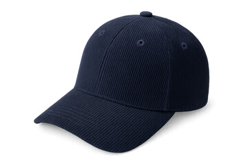 Fototapeta premium Navy blue baseball cap with curved brim and adjustable strap isolated on transparent background PNG for casual fashion design