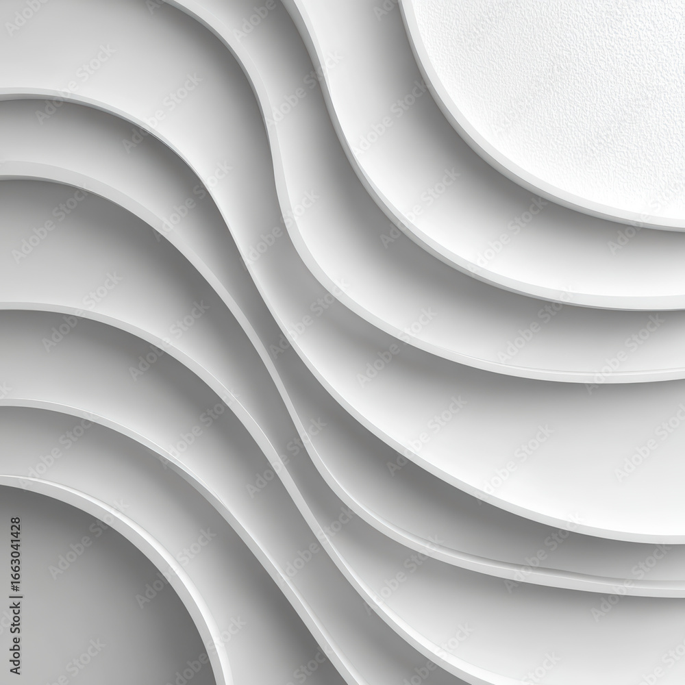Poster abstract white wavy background with smooth curves and textured surface, modern minimalist design for