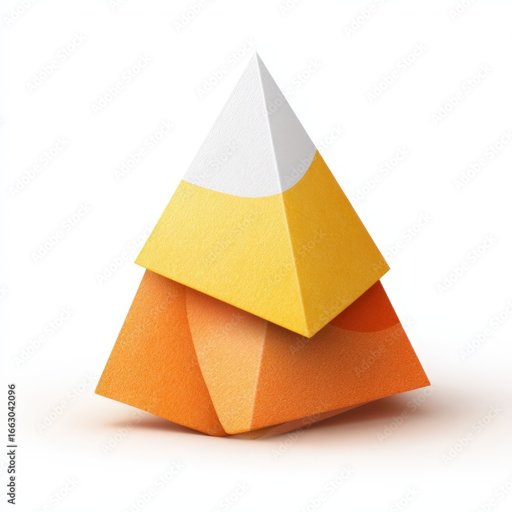 Aufkleber abstract geometric shapes in orange yellow and white colors stacked pyramids design element 3d rende