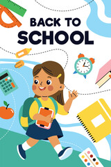 Back to School Sale Banner - Colorful Vector Design with School Supplies and Backpacks. Perfect for Social Media, Websites and Promotional Materials. September Academic Campaign