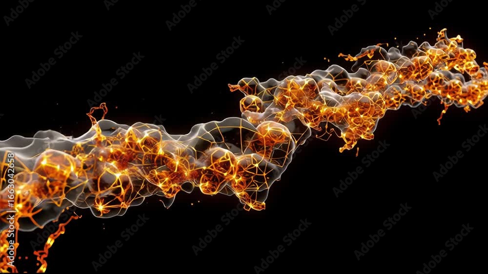 Poster exploring stunning glowing abstract patterns created by flowing particles and light at nighttime