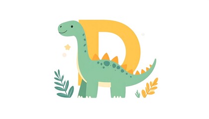 Cute dinosaur letter D design