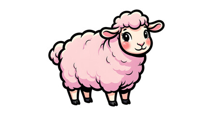 Obraz premium Pink Sheep Cartoon Illustration
