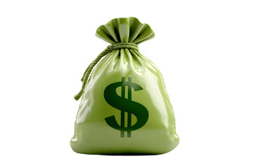 Money bag with dollar sign symbol representing wealth financial success and abundance isolated on transparent background