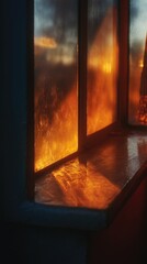 Warm sunset through a window