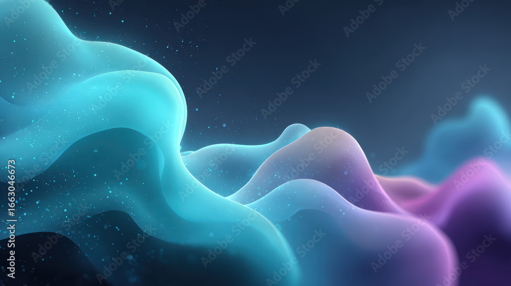 Aufkleber abstract fluid gradient background with glowing particles, soft light and smooth transitions, modern