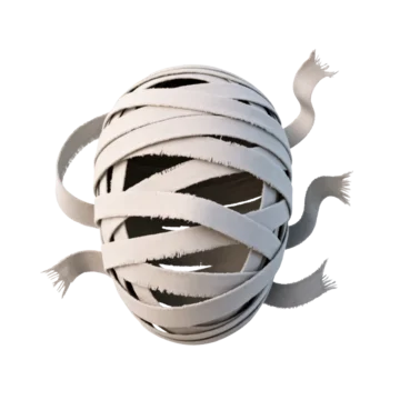 Isolated Egg Shaped Mummy Wrapped in Cloth on transparent background