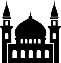 Mosque Silhouette Vector | Islamic Building Icon | Religious Architecture Design