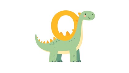 Naklejka premium Cute dinosaur letter O