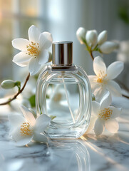 Fresh Jasmine Perfume on Marble