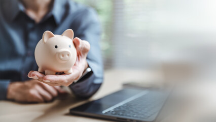 Piggy bank saving money concept. Finance banking plan. Financial save planning. Saving money plan....