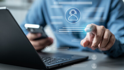 Live chat customer support. Online assistance support. Customer service concept. Help technology.