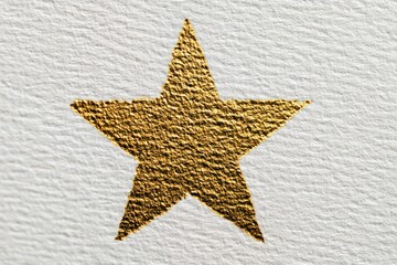 Captivating golden star symbol elegantly embossed on textured white paper conveying artistic flair and sophistication in contemporary design ideals captured with clarity
