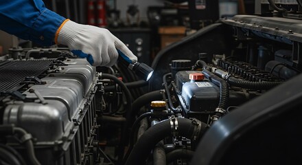 Automotive Engine Inspection with Flashlight