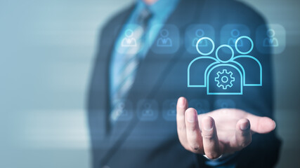 Human resources management technology concept. HR report software. Hiring job. People, Employees...