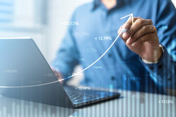 Sales and marketing analysis digital research concept. Analyst analytics data dashboard. Data...
