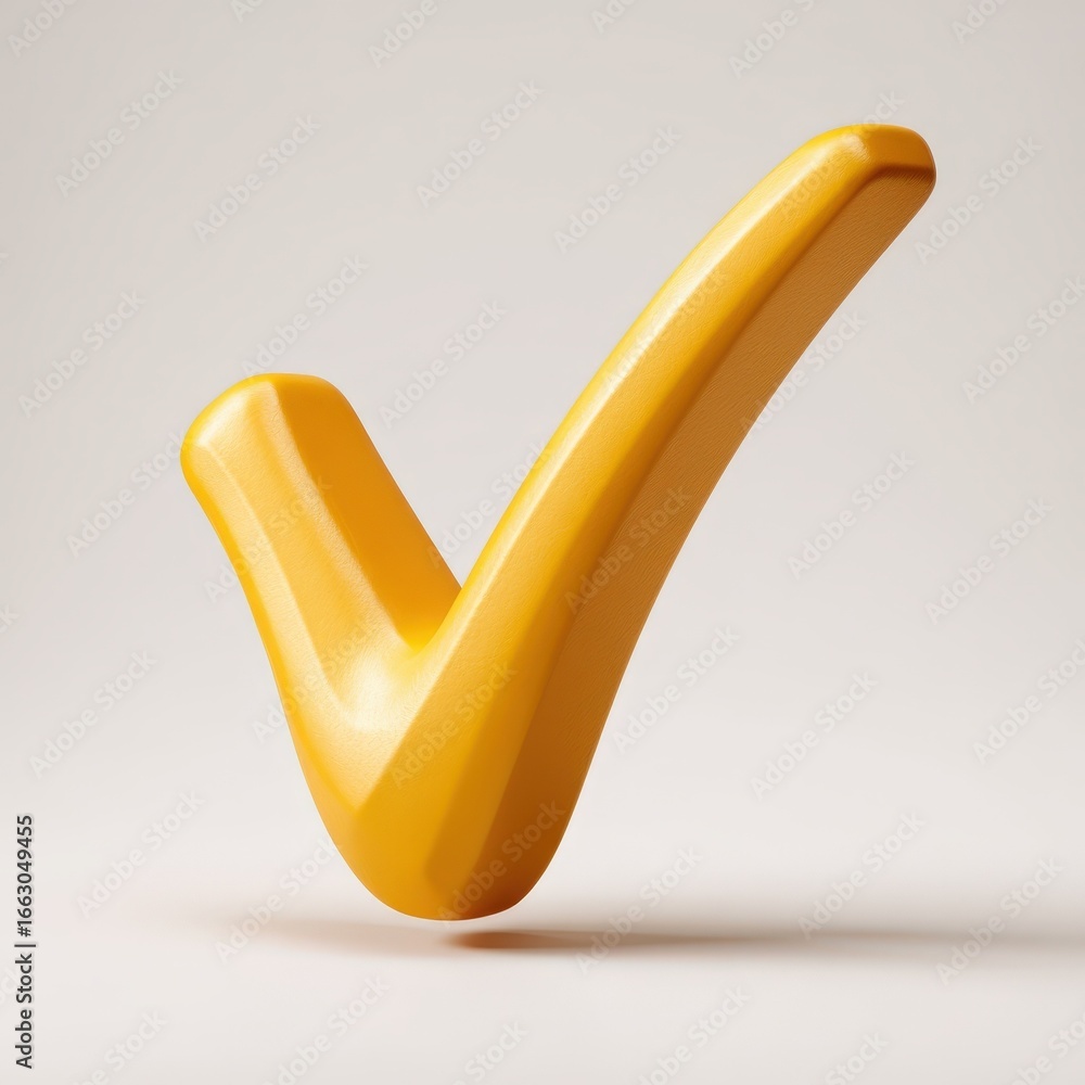 Poster 3d render of a yellow checkmark symbol perfect for approval success and confirmation concepts