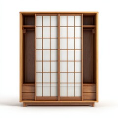 Stylish Wooden Wardrobe with Shoji Sliding Doors Modern Closet Furniture Design