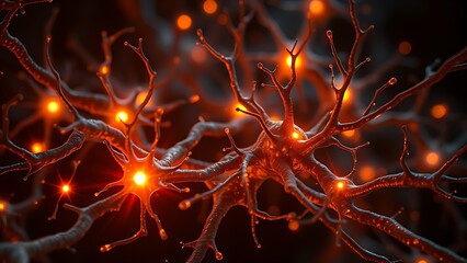 Microscopic glowing neuron receptors shaped like celestial gates clearing amyloid plaques.