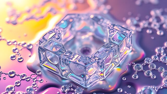 Ultra-high-definition macro shot of iridescent quantum foam forming impossible geometric structures in liquid mercury