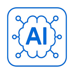 Duotone AI Technology Icon in Electric Blue and White