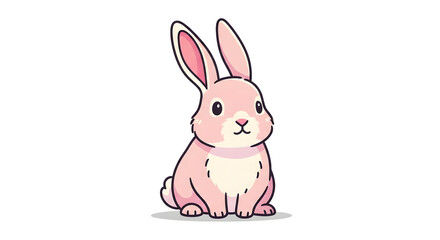 Cute Pink Rabbit Cartoon Illustration